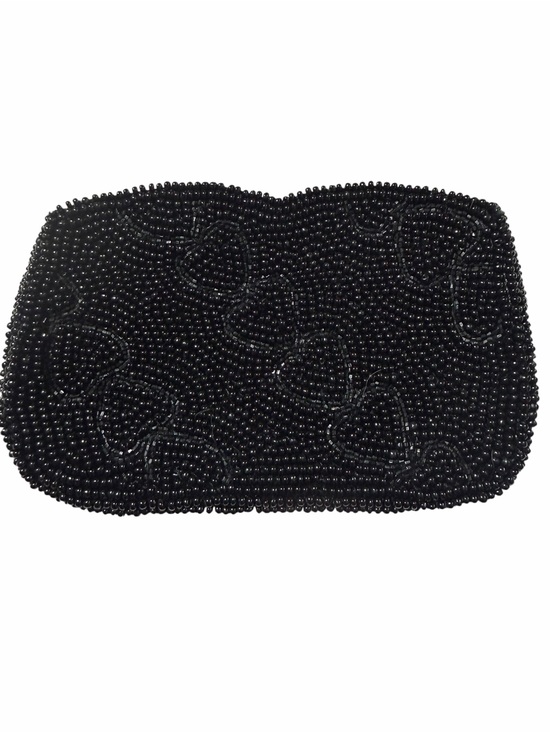 Handbags - Black Beaded Clutch Hearts Zip Small Wallet